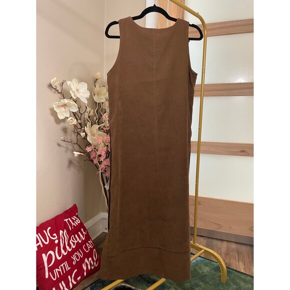 Erika Brown Suede Maxi Dress Nature Embroidered Vintage Style sz Petite Small - Picture 5 of 9